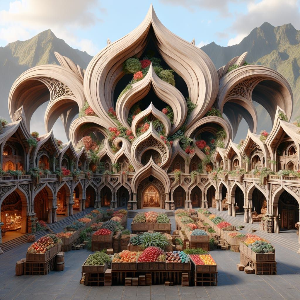 Organic Architecture with Floral Details and Bazaar