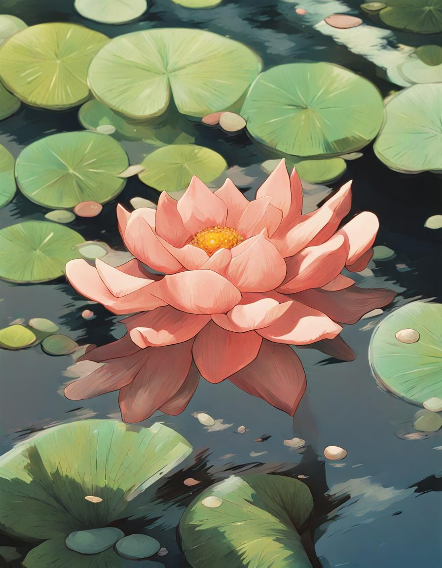 Lotus in Studio Ghibli Anime Style
