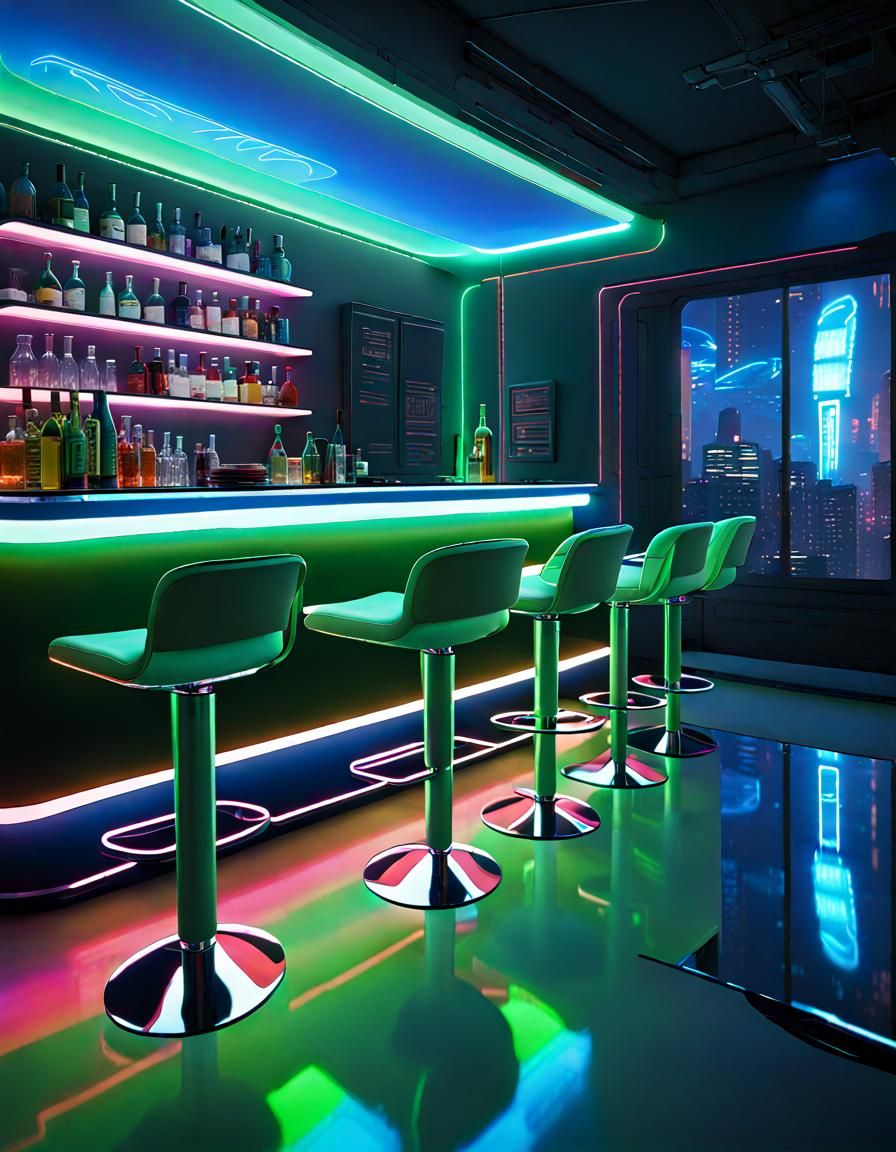 Futuristic Interior in Frutiger Aero Style with Aquarium