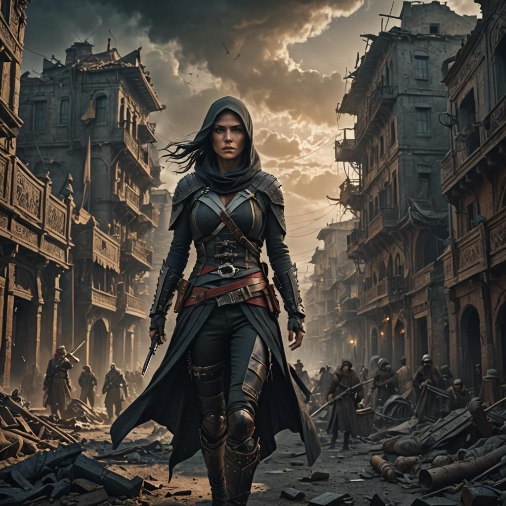 Dramatic Digital Painting of an Assassin Woman