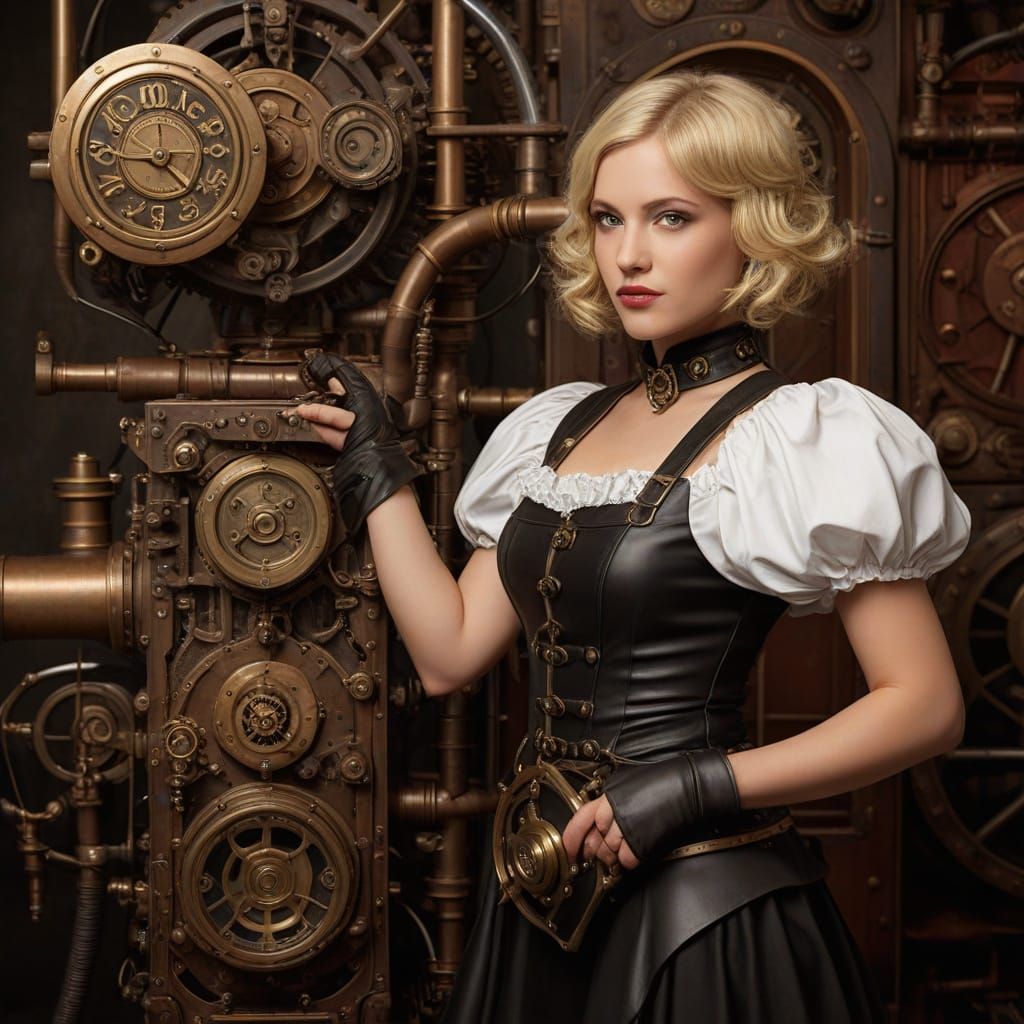 Steampunk Beauty with Intricate Engine