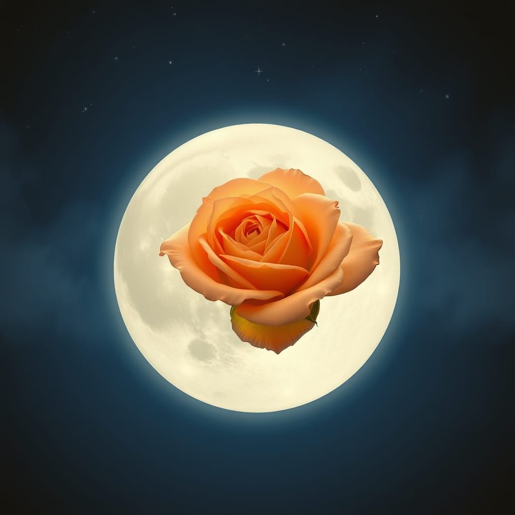 Luminous Moonlit Rose Blooms in Celestial Dreamscape