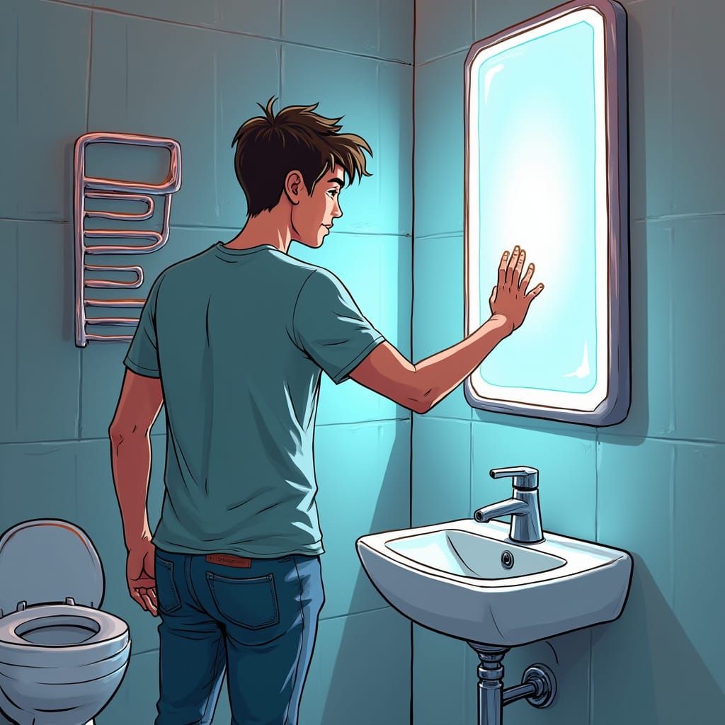 Man Reaching Into Portal: 2D Digital Illustration