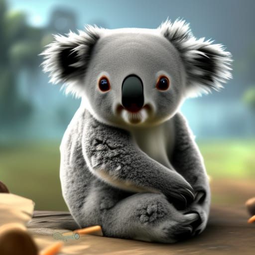 Detailed Cute Baby Koala Bear in 3D