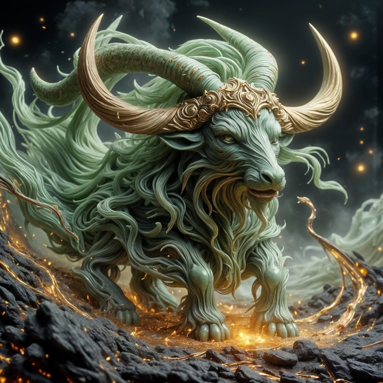 Golden Taurus in Majestic Jade