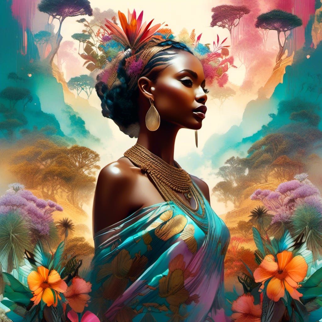 beautiful African Fantasy Summer Landscape