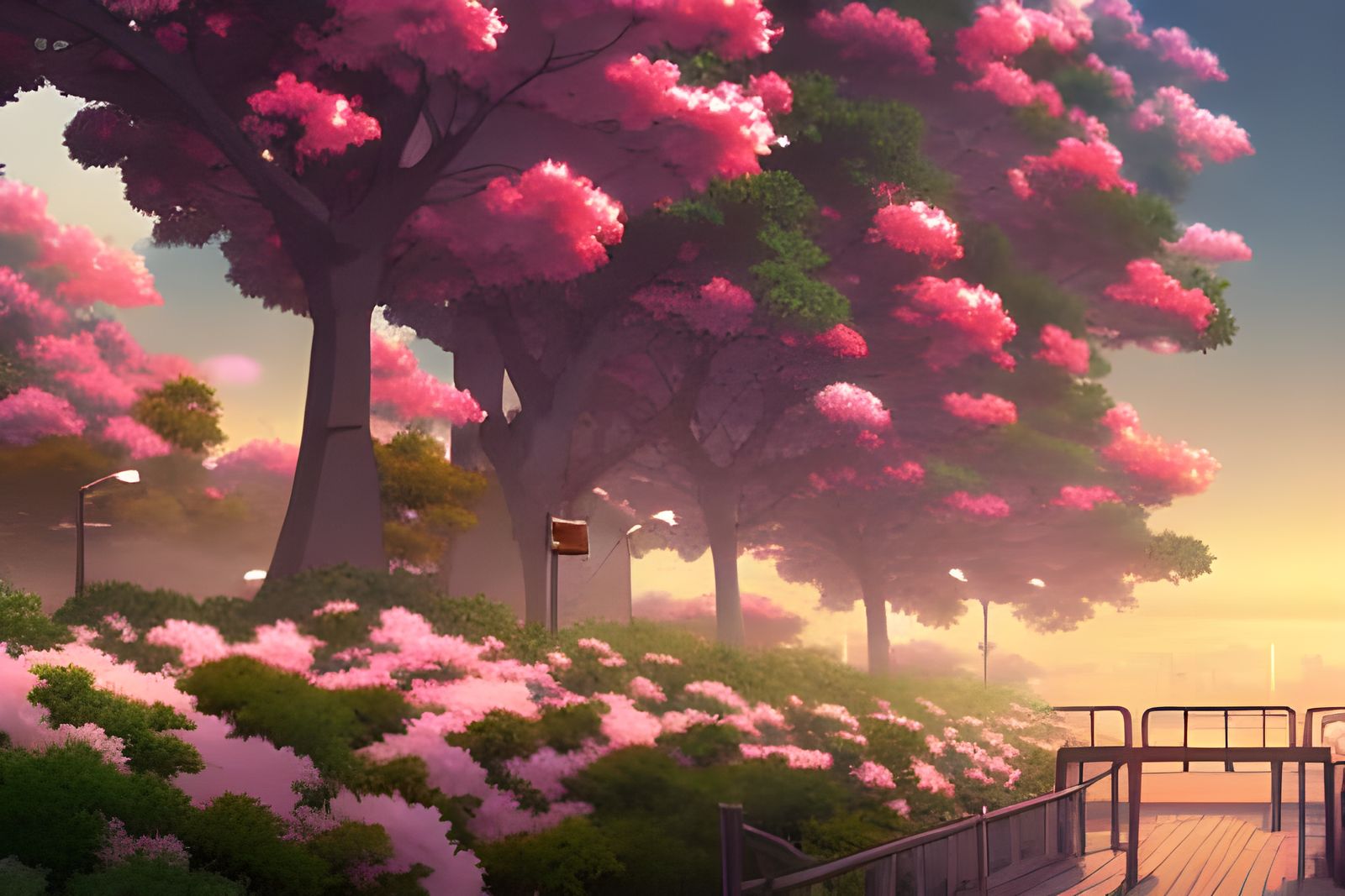 Lively Anime Cityscape in Ghibli Style