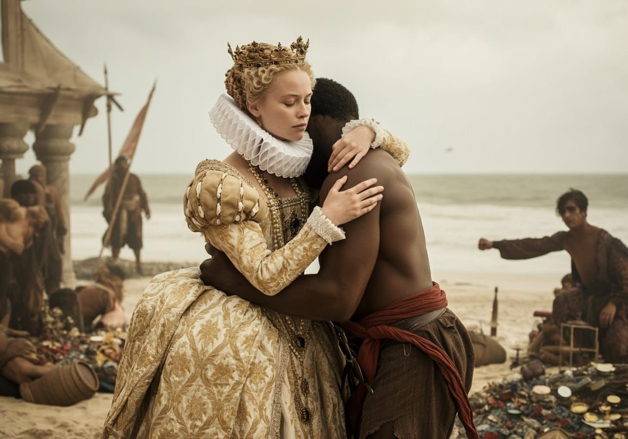 Queen Anna with Pirate: Renaissance Digital Painting