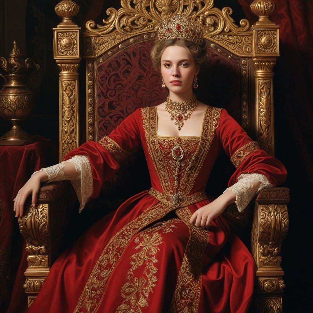 Regal Queen Kristine in 8th Century Scandinavian Attire