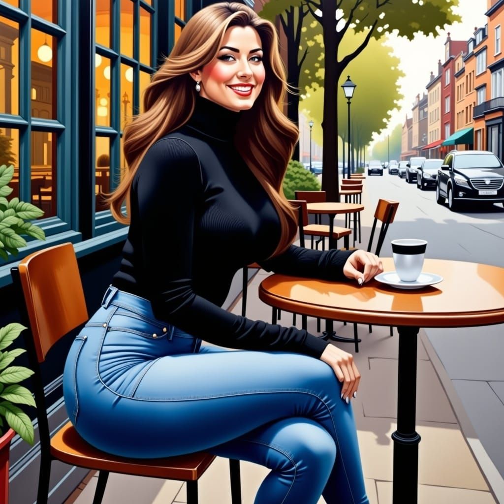 Elegant Woman Contemplates in Urban Oasis