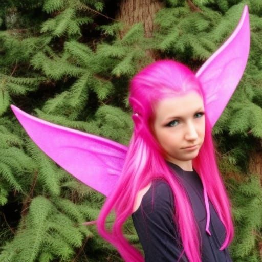 Pink-Haired Ninja Elf Fairy Generated by AI