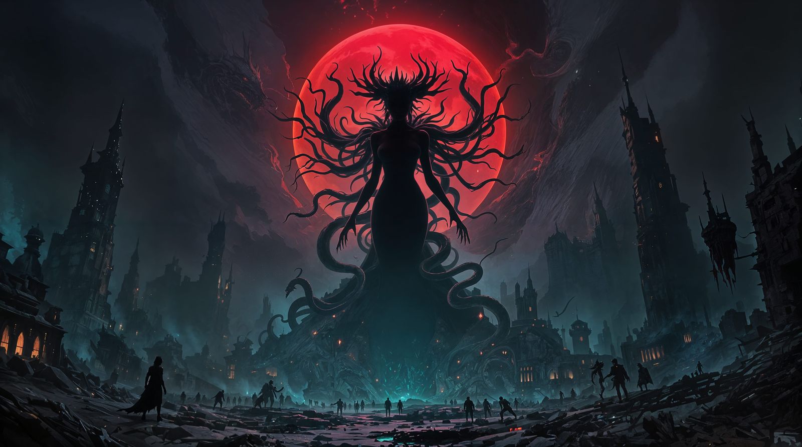 Dark Fantasy Queen Rises Amidst Crumbling Civilization in Cy...