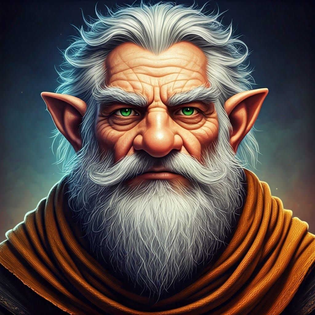 Mystical Gnome Portrait in Dramatic Chiaroscuro