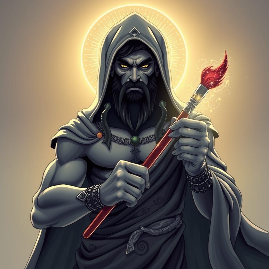 Cosmic Creator God with Paintbrush of Stardust