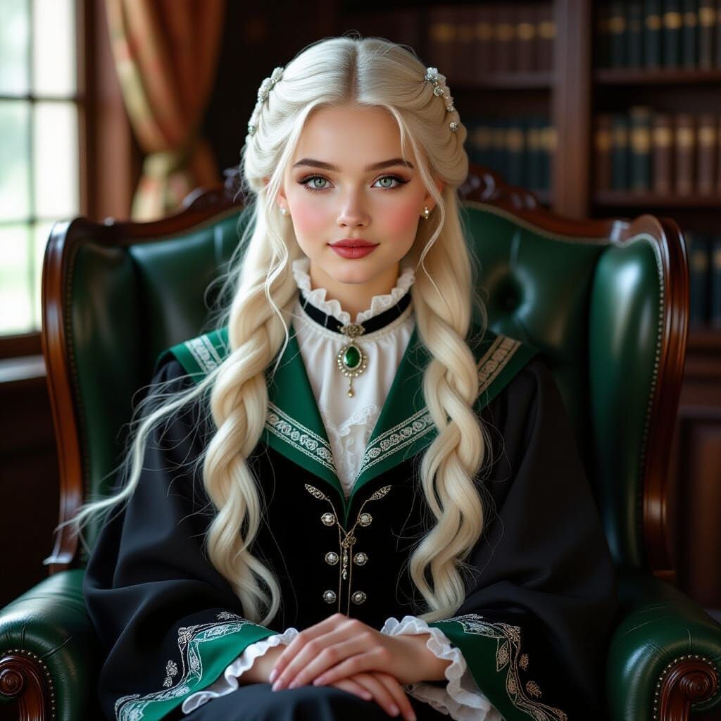 Ethereal Teen Witch in Slytherin Uniform