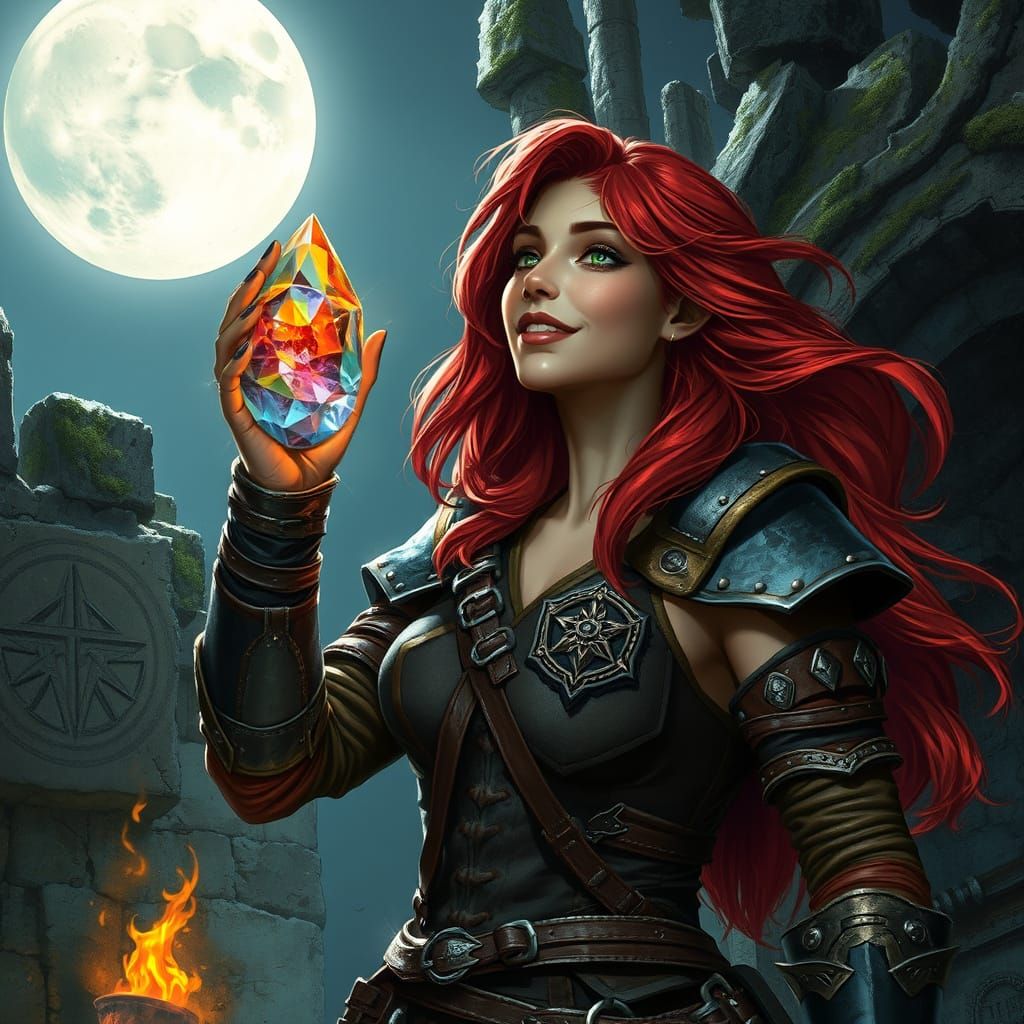 Triumphant Rogue with Gem in Gritty Realism Style