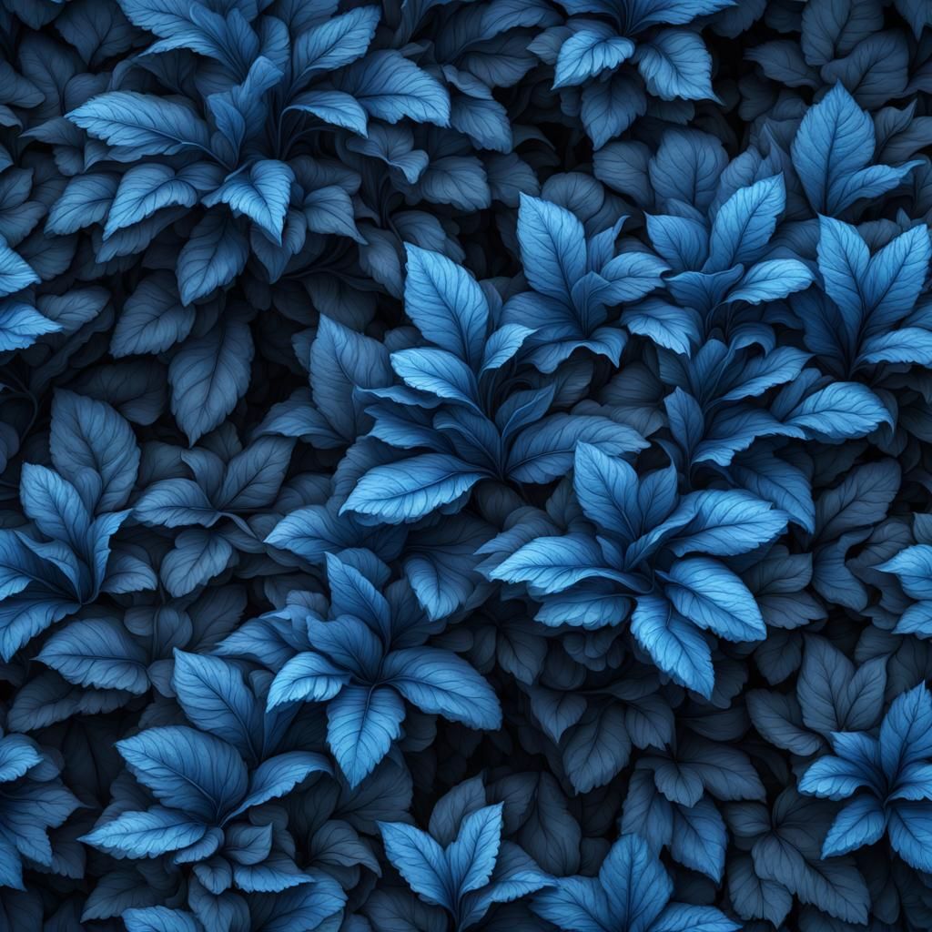 Blue Leaf Bush: Hyperrealistic 3D Art in Rembrandt Style