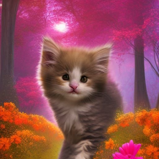 High Gothic Cottagecore Kitten in Autumnal Forest