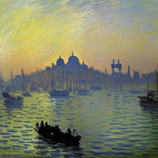 Monet-Style Impressionism Painting of 1800s Istanbul
