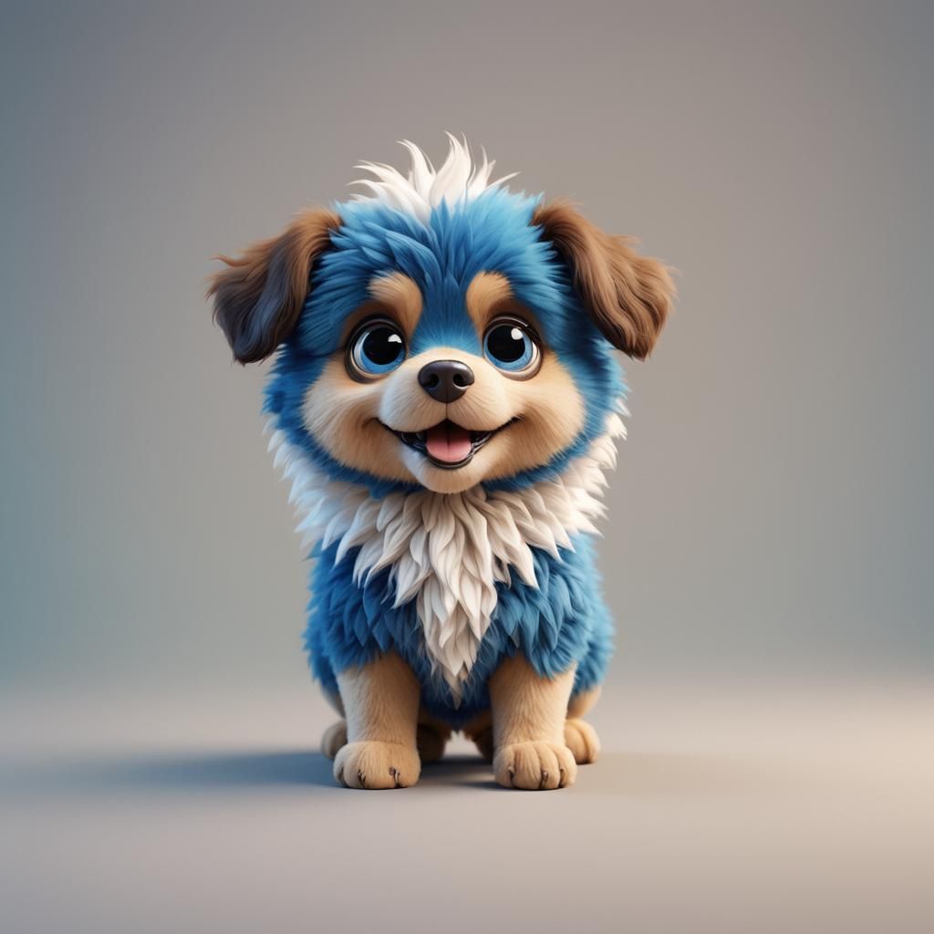 Adorable Chibi Dog with Googly Eyes, 3D Digital Art