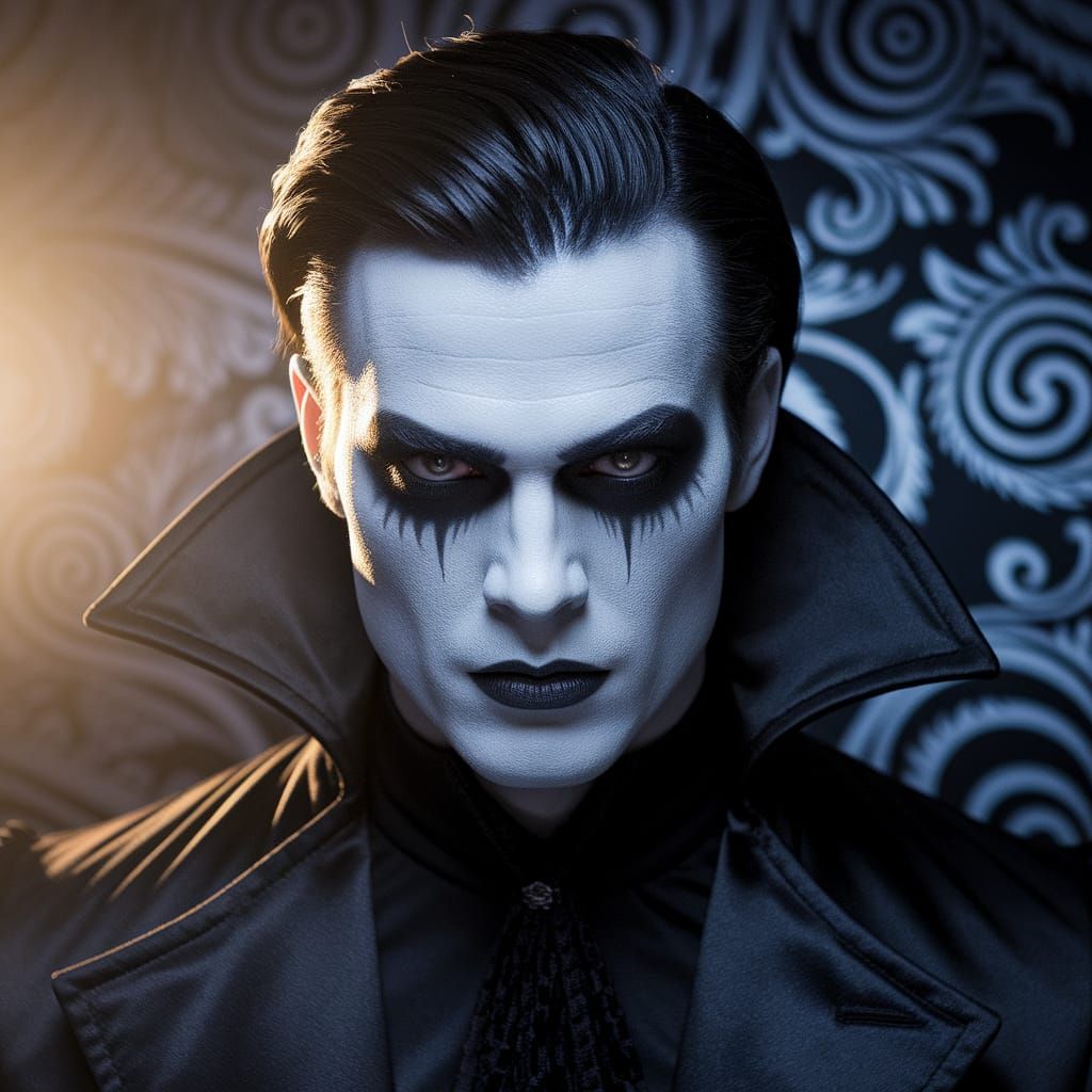 Gothic Man with Dark Floral Background