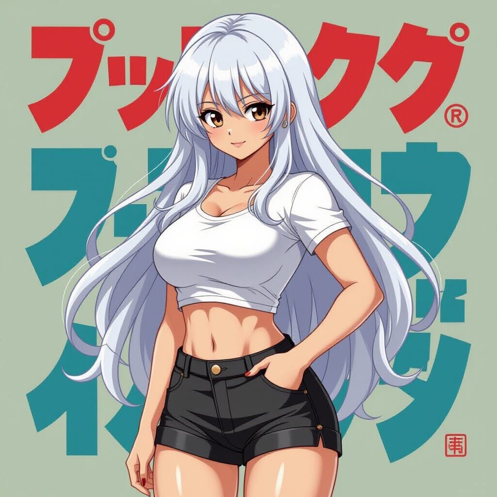 Confident Anime Woman in Manga Style