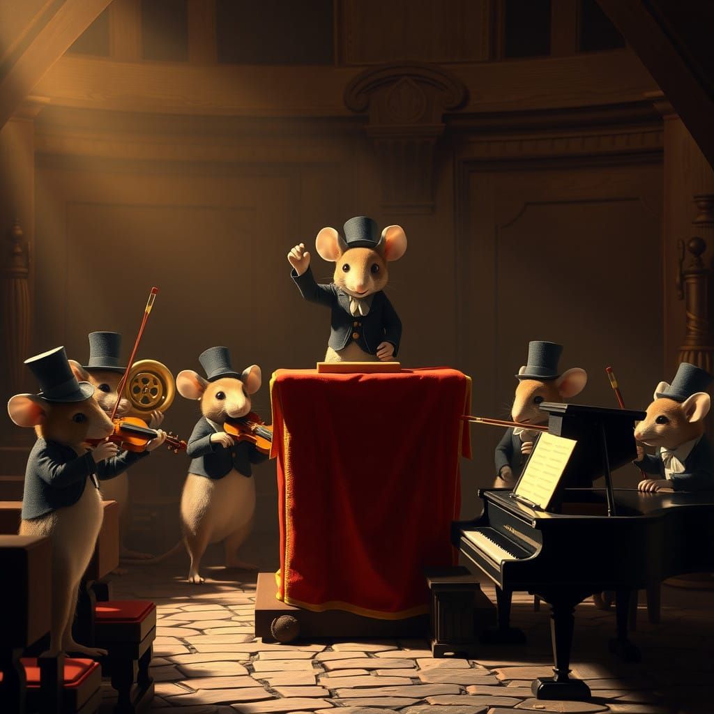 Mice Orchestra Performs in Hamelin's Rustic Concert Hall in....