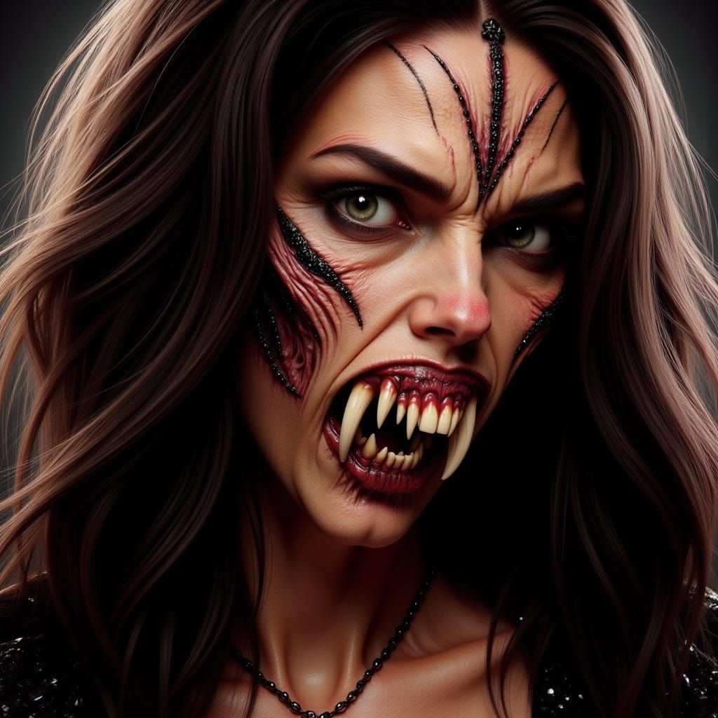 Sinister Woman in Hyperrealistic Comic Book Style