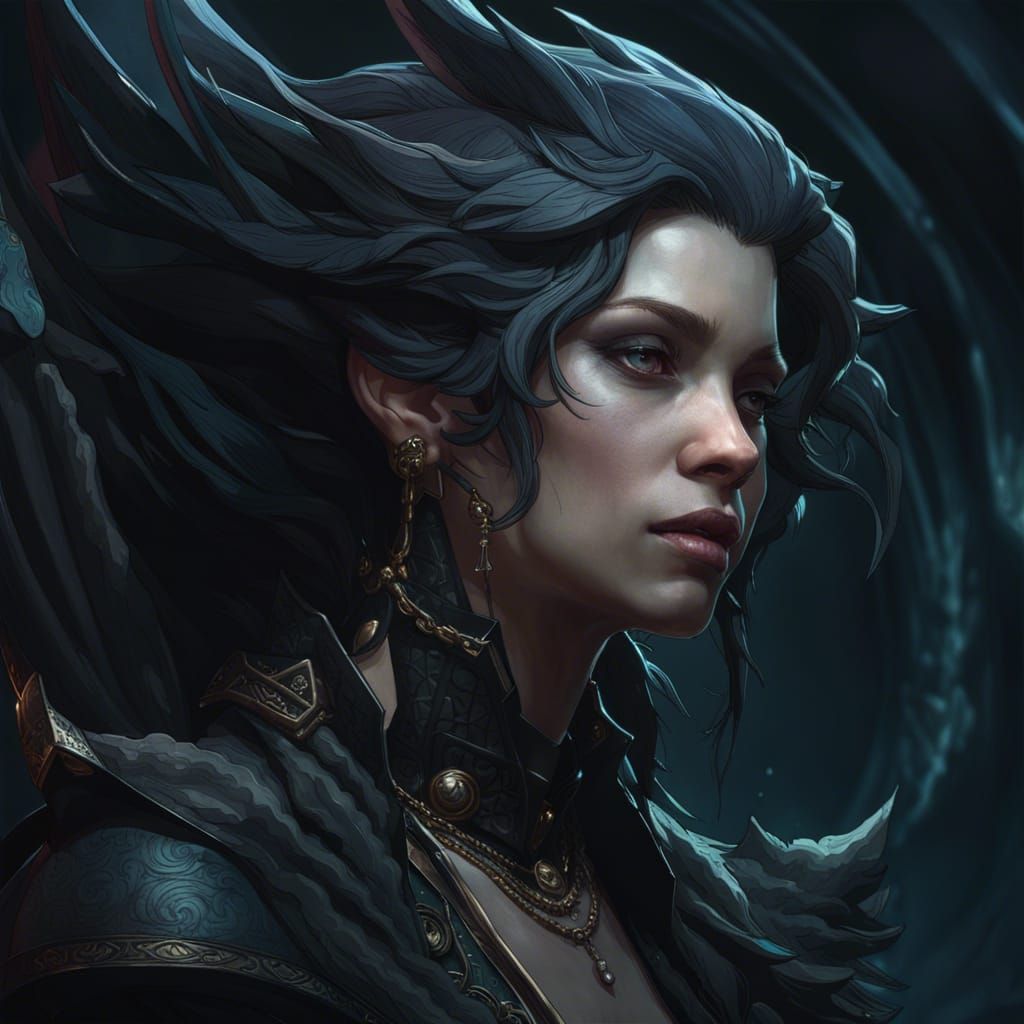 Gothic Leviathan Queen Portrait in Hyperdetailed Style