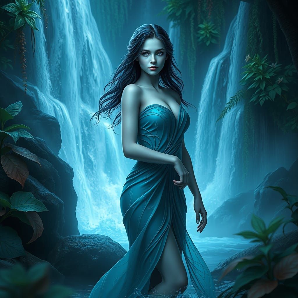 Ethereal Water Nymph in Fantasy Background