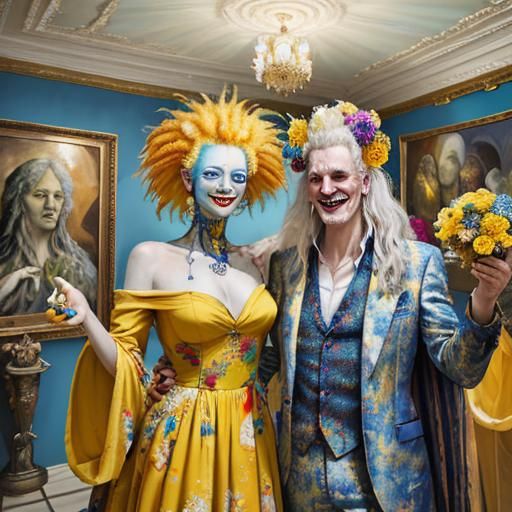 Cosmic Housewarming in Oil Painting Style