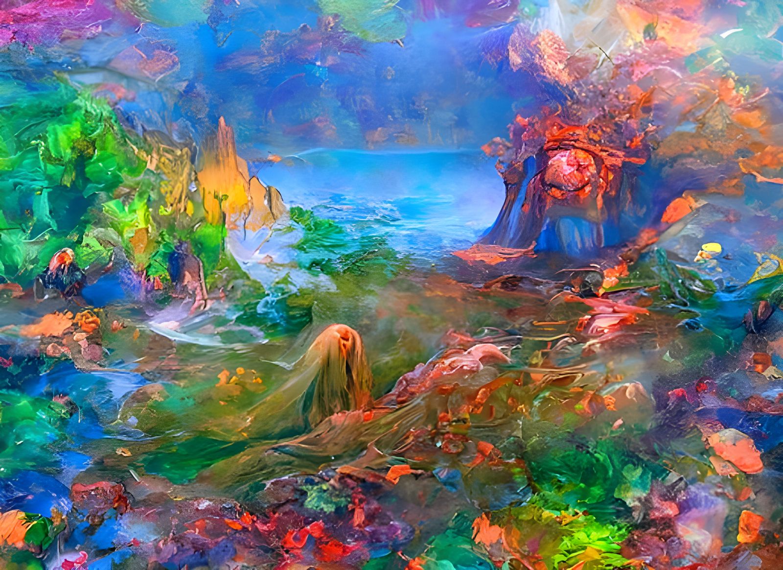 Mystical Waterscape: An Art Nouveau Fairytale