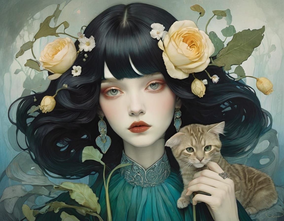 Ethereal Portrait in the Style of Symbolist Painters