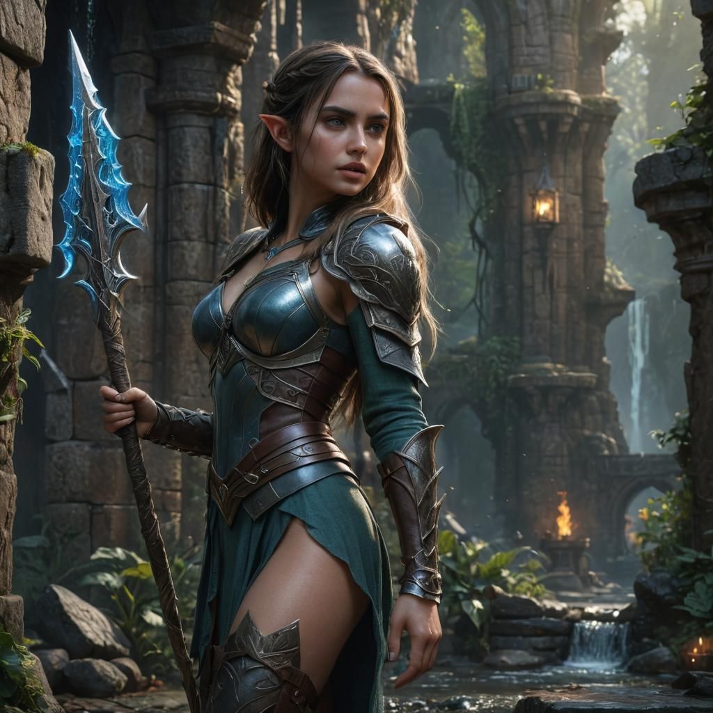 Ana de Armas as Powerful Elf in Fantasy Art