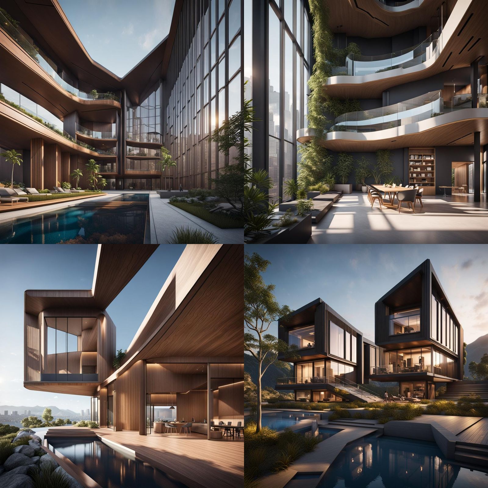 Minimalist Architecture in 3D Game Cinematic Style