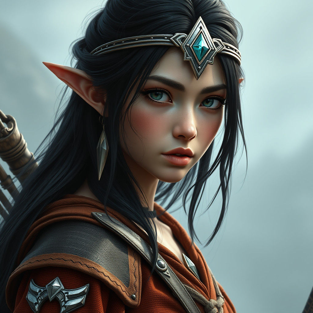 Elven Archer with Recurve Bow in Fantasy Art