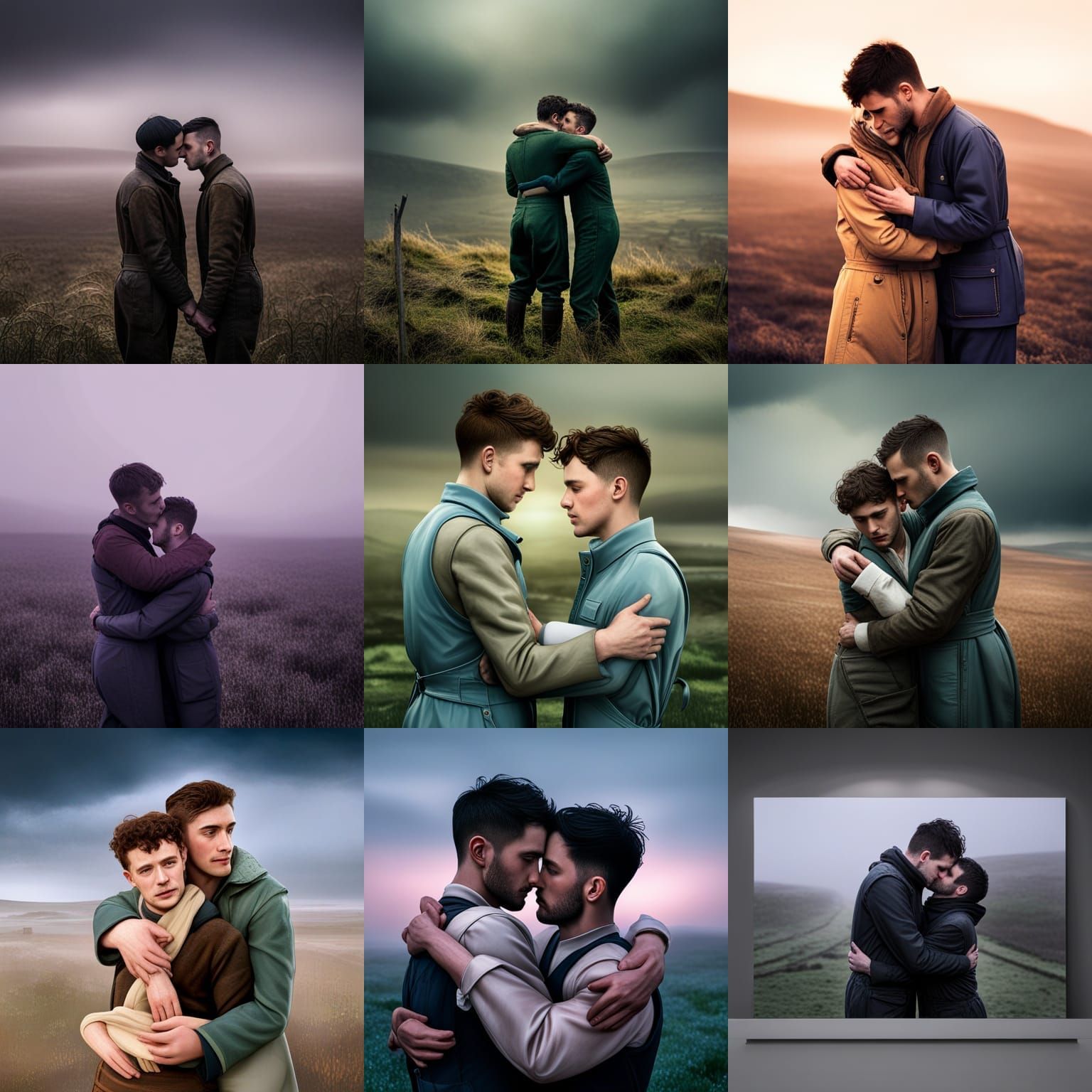 Gay Farmers' Loving Embrace in Yorkshire Moors