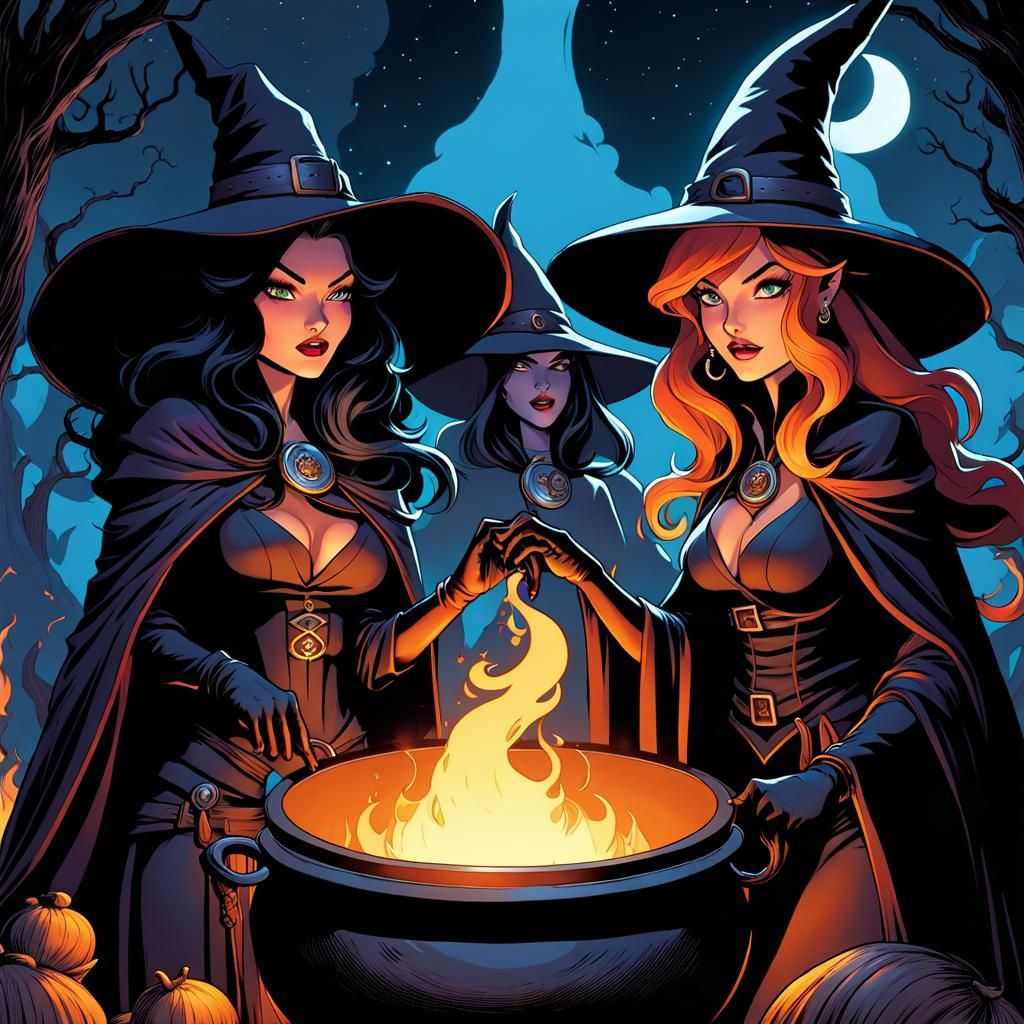 Alluring Witches Brew Potion in Oglaf Comic Style
