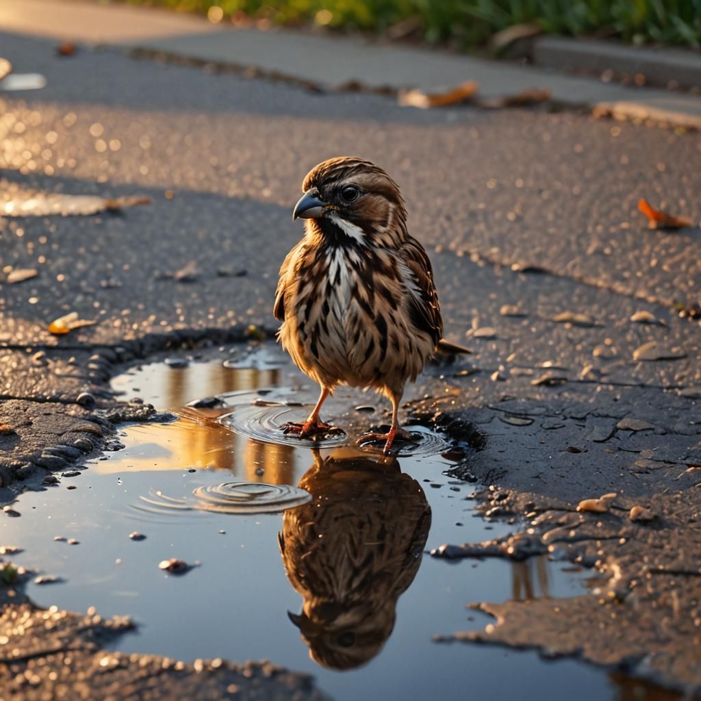 Sparrow and Eagle Reflection at Sunset