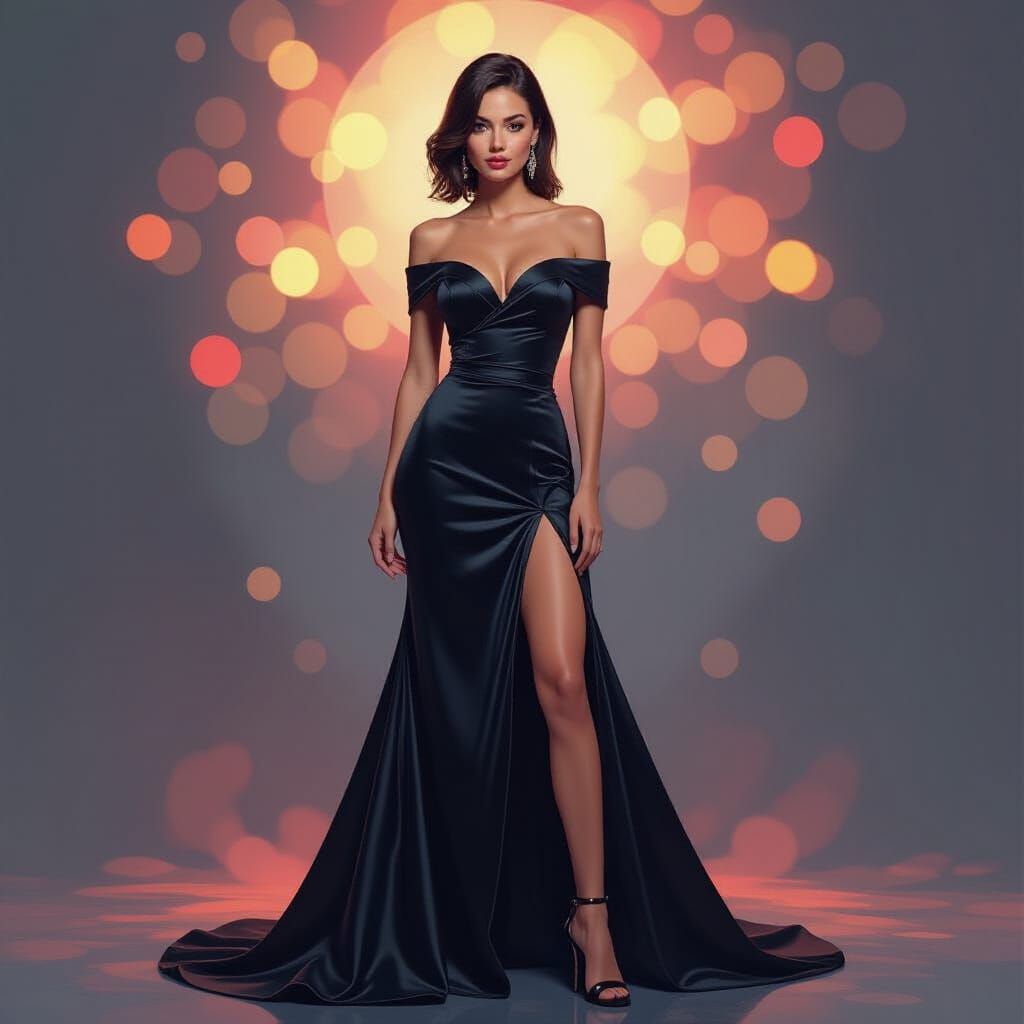 Elegant Woman in Fauvism Style with Bokeh Background