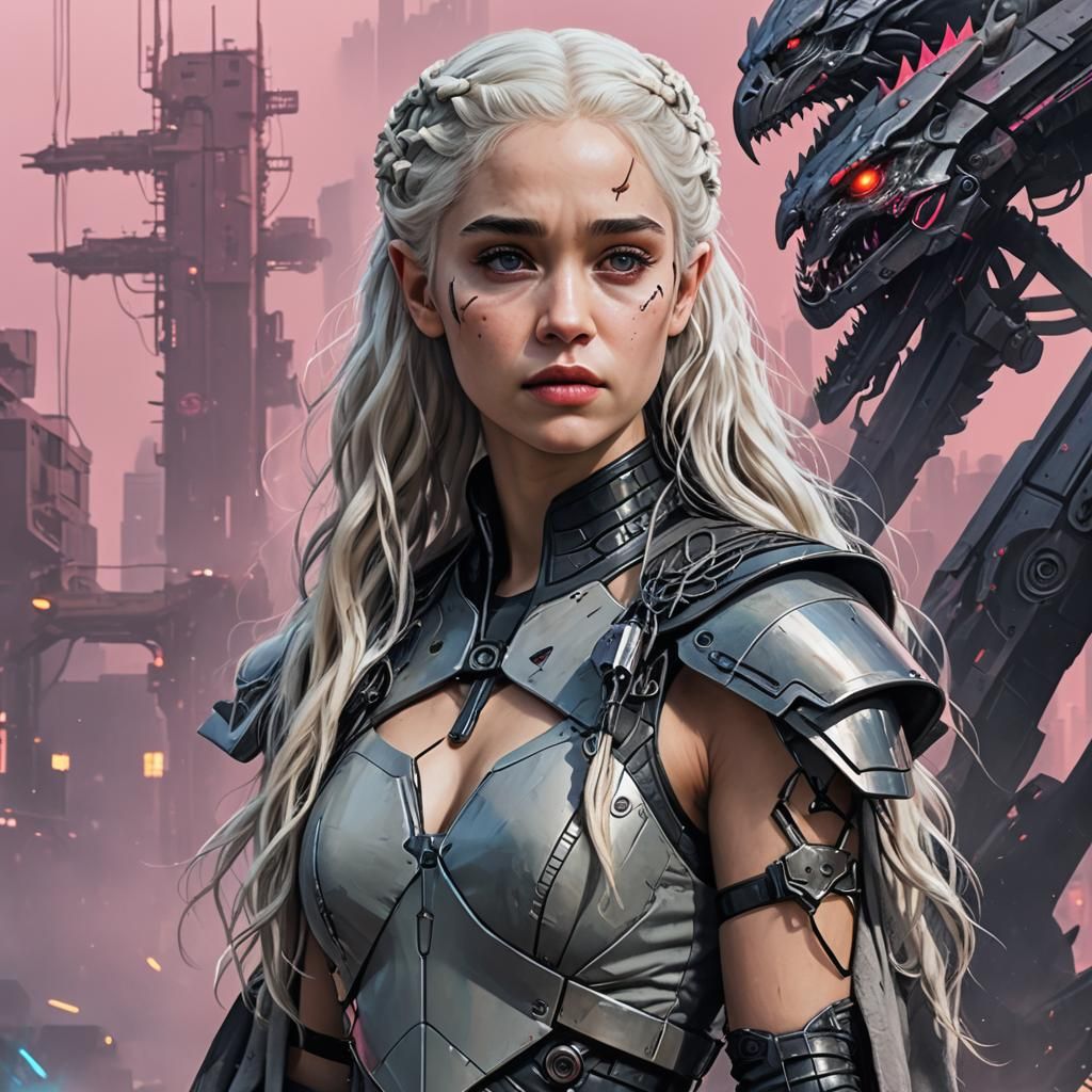 Cyberpunk Daenerys Targaryen: Mother of Dragons Reimagined