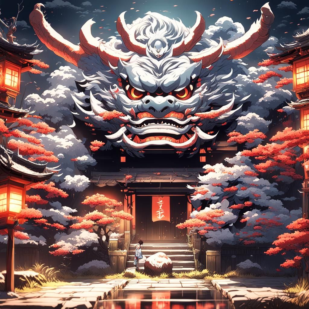 Detailed 3D Anime Yokai Wallpaper in 8K