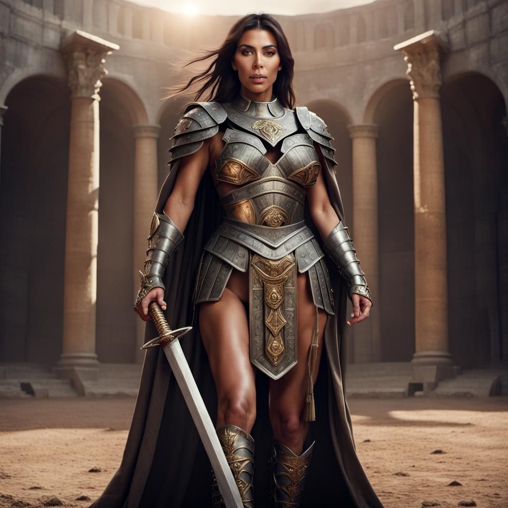 Kim Kardashian as Roman Gladiator: Digital Matte Painting