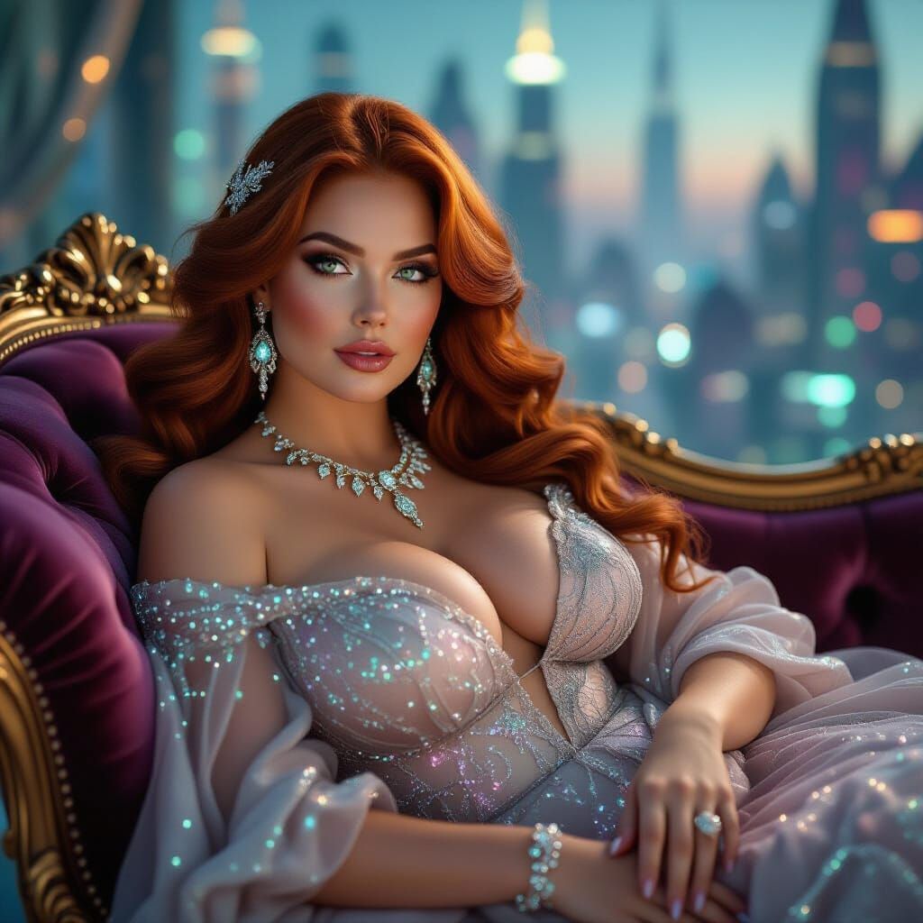 Futuristic Pin-Up Portrait with Bioluminescent Jewelry