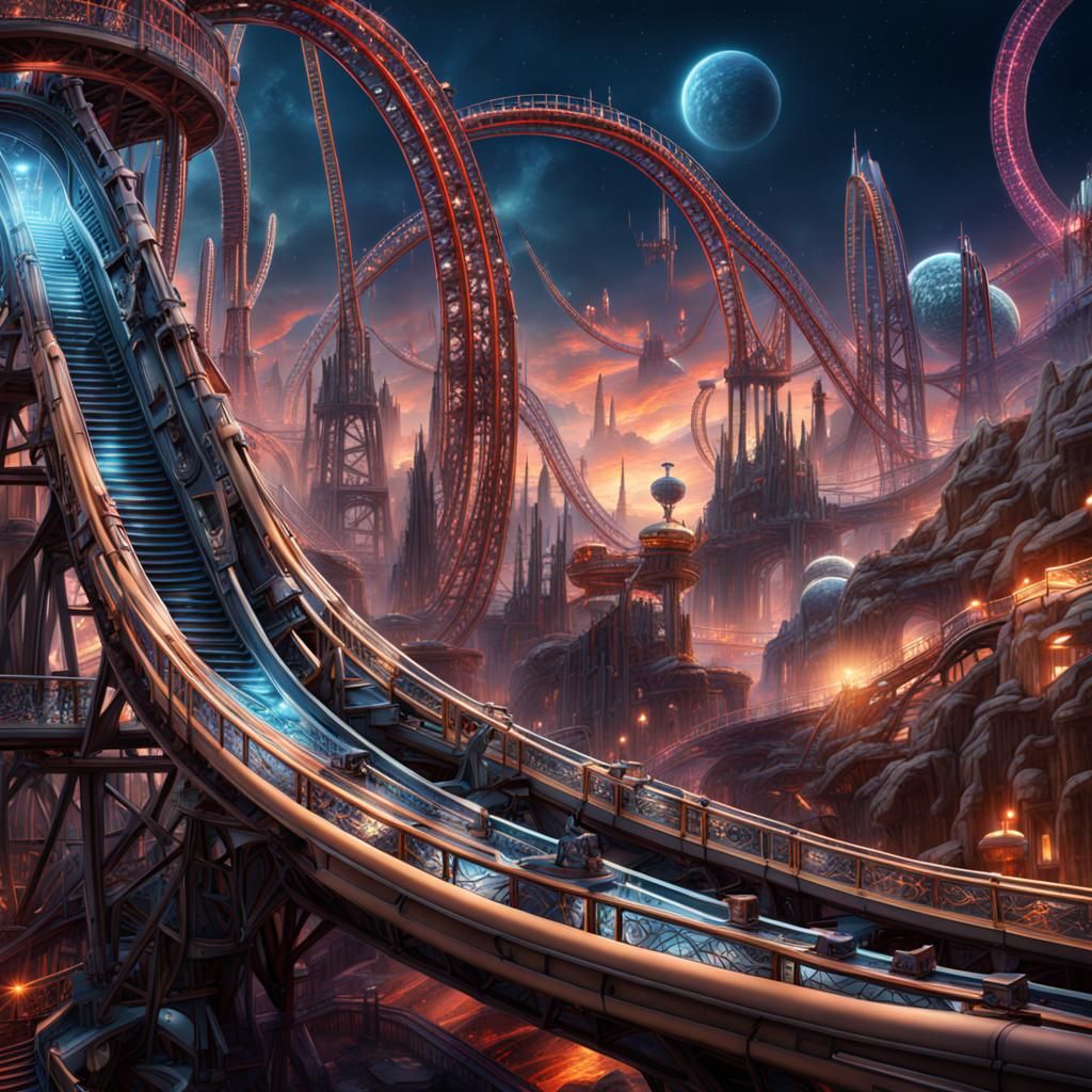 Cosmic Rollercoasters in Science Fiction Theme Park