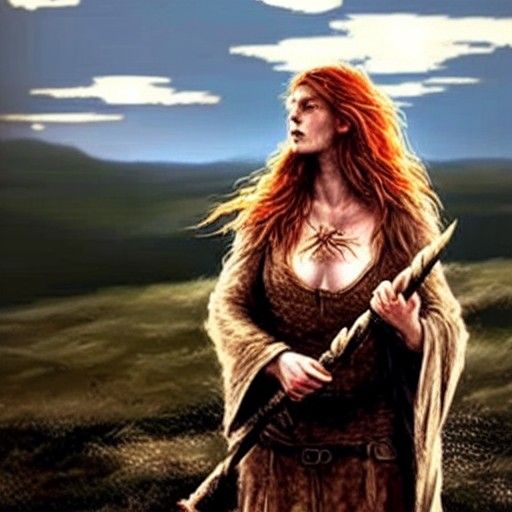 Viking Woman Summons Wolf Spirits in Horror Style