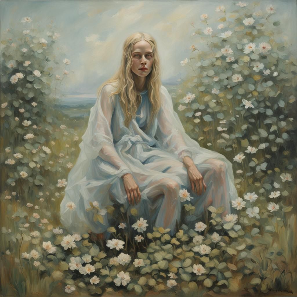 Mother Nature Fashion Portrait as Oil Painting