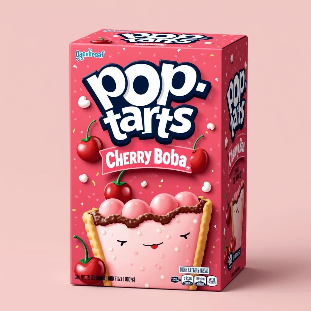 Cherry Boba Pop-Tarts Box in Whimsical Style
