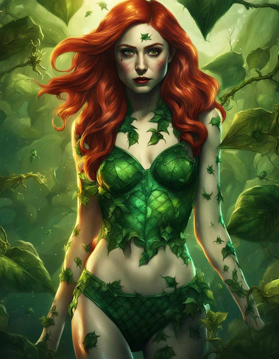 Poison Ivy in Bikini: Detailed Matte Painting
