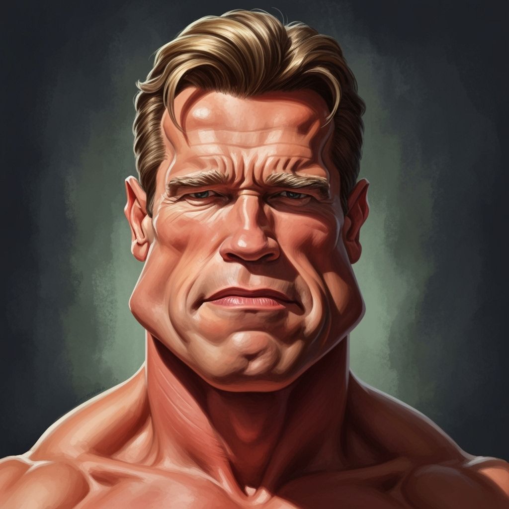 Arnold Schwarzenegger Hyper-Exaggerated Caricature Art